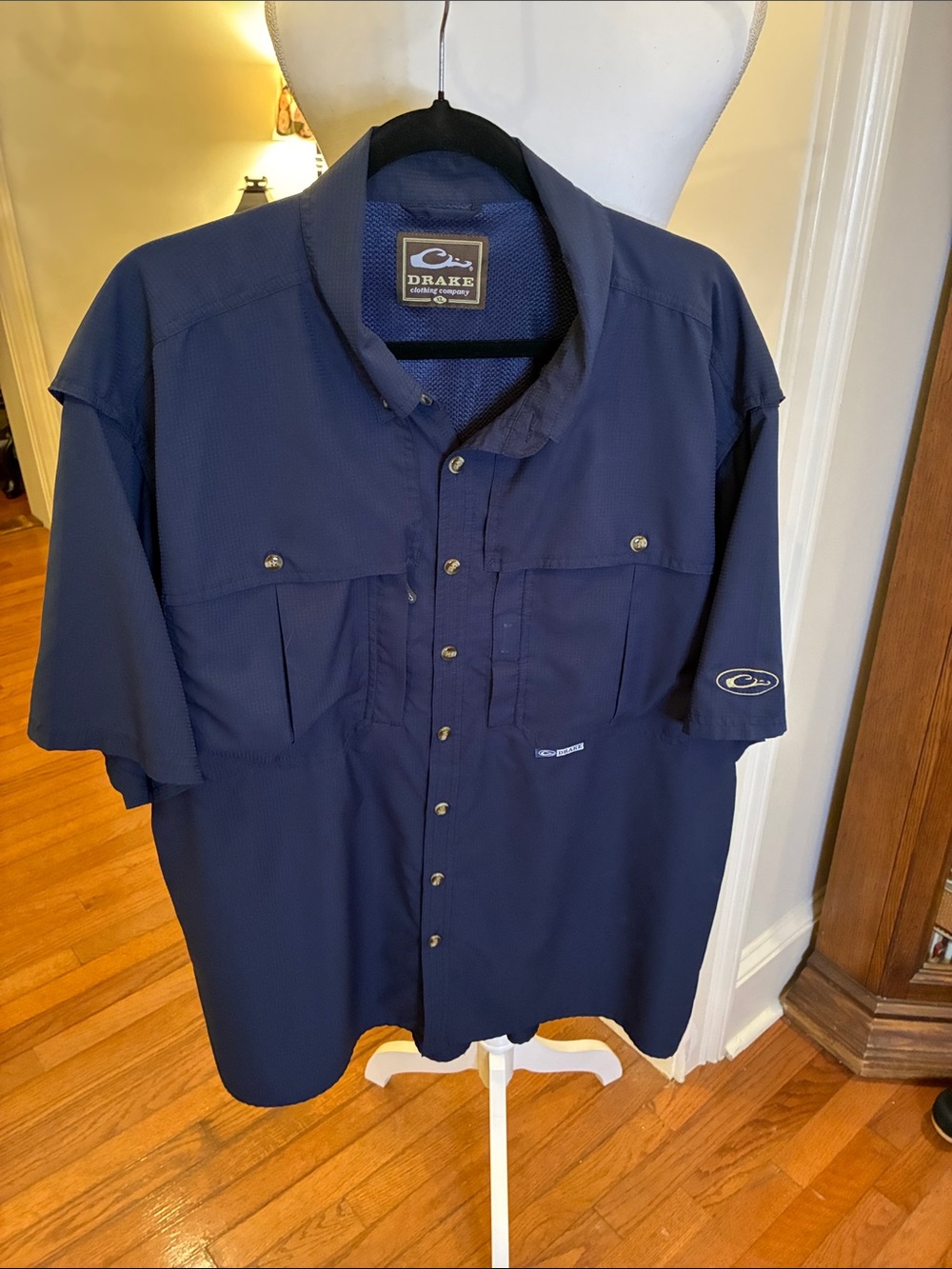 Drake Navy Short Sleeve Utility Button-Down Shirt